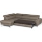 Canapé d'angle convertible en cuir italien luxe 5 places, Hombourg, coffre, taupe, angle gauche