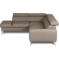 Canapé d'angle convertible en cuir italien luxe 5 places, Hombourg, coffre, taupe, angle gauche