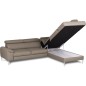 Canapé d'angle convertible en cuir italien luxe 5 places, Hombourg, coffre, taupe, angle droit