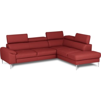 Canapé d'angle convertible en cuir italien luxe 5 places