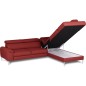 Canapé d'angle convertible en cuir italien luxe 5 places, Hombourg, coffre, ROUGE, angle droit