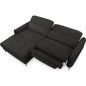 Canapé d'angle convertible en tissu luxe 5 places, MANCINI, coffre, noir, angle gauche