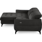 Canapé d'angle convertible en tissu luxe 5 places, MANCINI, coffre, noir, angle gauche