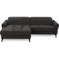 Canapé d'angle convertible en tissu luxe 5 places, MANCINI, coffre, noir, angle gauche