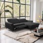 Canapé d'angle convertible en tissu luxe 5 places, MANCINI, coffre, noir, angle droit