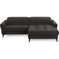 Canapé d'angle convertible en tissu luxe 5 places, MANCINI, coffre, noir, angle droit