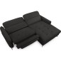 Canapé d'angle convertible en tissu luxe 5 places, MANCINI, coffre, noir, angle droit