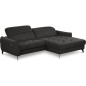 Canapé d'angle convertible en tissu luxe 5 places, MANCINI, coffre, noir, angle droit