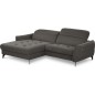 Canapé d'angle convertible en tissu luxe 5 places, MANCINI, coffre, gris foncé, angle gauche Canapé d'angle convertible en tissu luxe 5 places, MANCINI, coffre, gris foncé, angle gauche