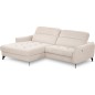 Canapé d'angle convertible en tissu luxe 5 places, MANCINI, coffre, beige, angle gauche