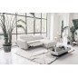 Canapé d'angle convertible en tissu luxe 5 places, MANCINI, coffre, blanc cassé, angle droit Canapé d'angle convertible en tissu luxe 5 places, MANCINI, coffre, blanc cassé, angle droit