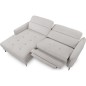 Canapé d'angle convertible en tissu luxe 5 places, MANCINI, coffre, gris, angle gauche