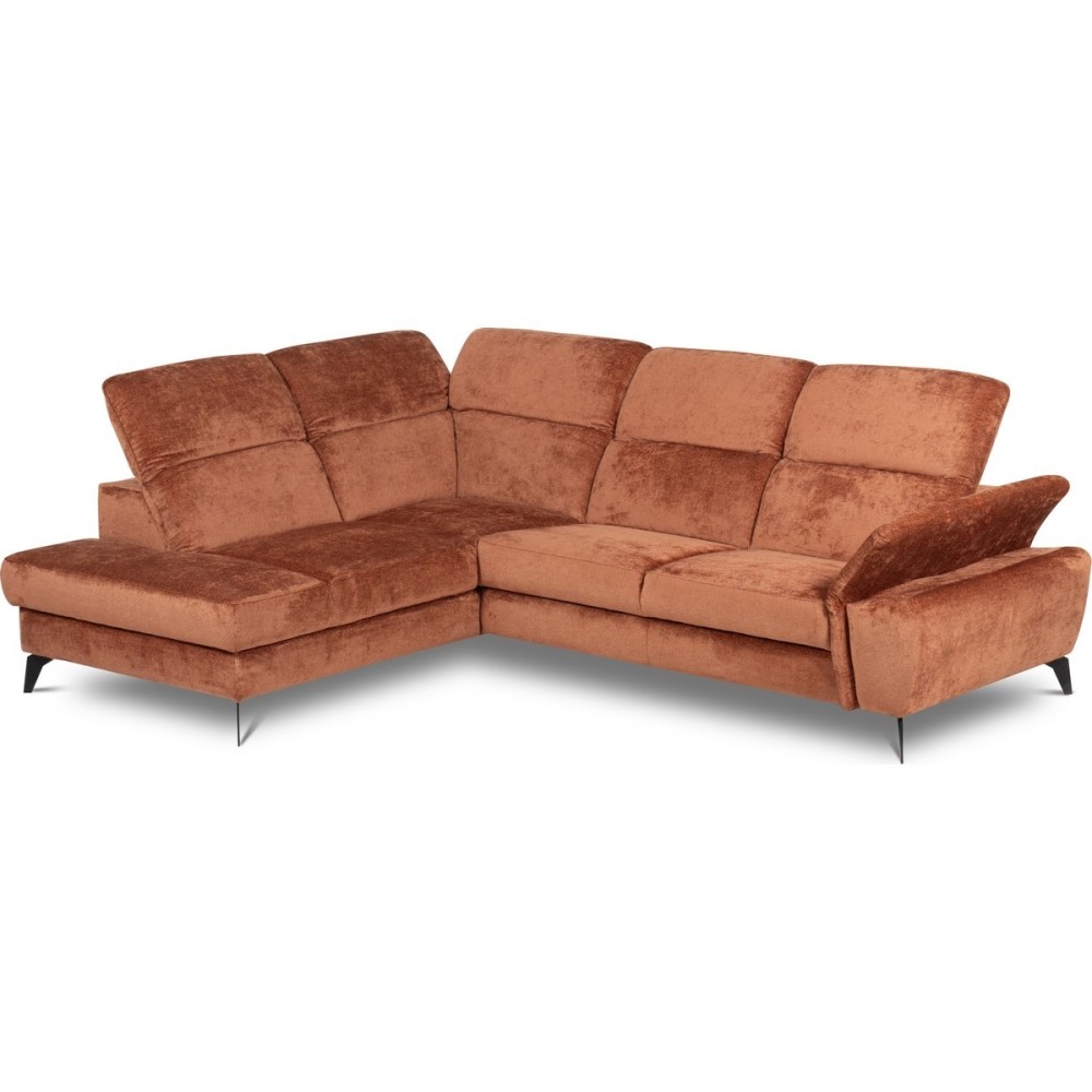Canapé d'angle convertible en velours luxe - 5 places, SIENNA, brique, angle gauche Canapé d'angle convertible en velours luxe - 5 places, SIENNA, brique, angle gauche