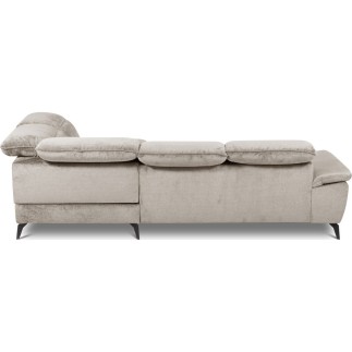 Canapé d'angle convertible en velours luxe - 5 places, SIENNA, taupe, angle droit