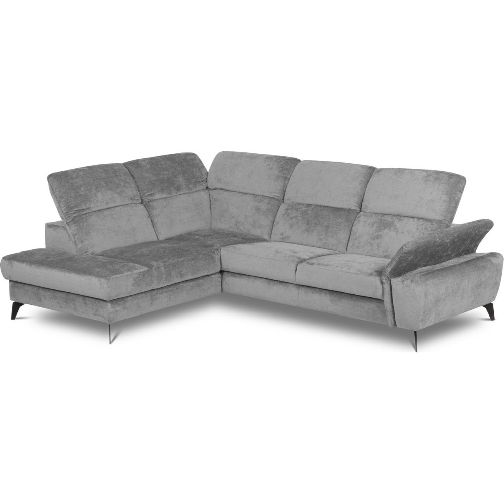 Canapé d'angle convertible en velours luxe - 5 places, SIENNA, gris, angle gauche Canapé d'angle convertible en velours luxe - 5 places, SIENNA, gris, angle gauche