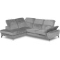 Canapé d'angle convertible en velours luxe - 5 places, SIENNA, gris, angle gauche Canapé d'angle convertible en velours luxe - 5 places, SIENNA, gris, angle gauche