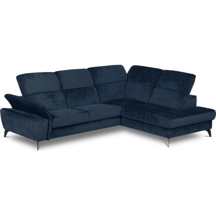 Canapé d'angle convertible en velours luxe - 5 places, SIENNA, bleu foncé, angle droit