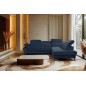 Canapé d'angle convertible en velours luxe - 5 places, SIENNA, bleu foncé, angle droit