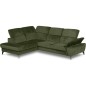 Canapé d'angle convertible en velours luxe - 5 places, SIENNA, vert foncé, angle gauche