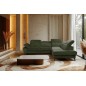 Canapé d'angle convertible en velours luxe - 5 places, SIENNA, vert olive, angle droit Canapé d'angle convertible en velours luxe - 5 places, SIENNA, vert olive, angle droit